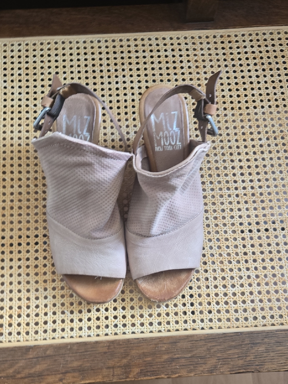 Miz Mooz Pale Pink Open-Toe Slingback Mules
